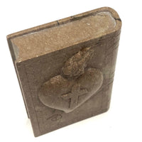 Carved Folk Art Stone Bible with Sacred Heart (With Two Small Repairs)