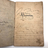 Gorgeous 1827 Large Math Notebook with Fraktur Style Headers, Watercolor Diagrams, Poems, More