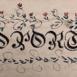 Gorgeous 1827 Large Math Notebook with Fraktur Style Headers, Watercolor Diagrams, Poems, More