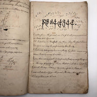 Gorgeous 1827 Large Math Notebook with Fraktur Style Headers, Watercolor Diagrams, Poems, More