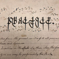 Gorgeous 1827 Large Math Notebook with Fraktur Style Headers, Watercolor Diagrams, Poems, More