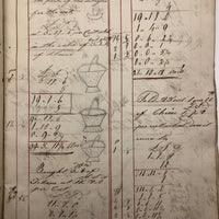 Gorgeous 1827 Large Math Notebook with Fraktur Style Headers, Watercolor Diagrams, Poems, More