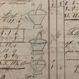 Gorgeous 1827 Large Math Notebook with Fraktur Style Headers, Watercolor Diagrams, Poems, More