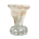 Unusual Early Small Clear Glass Vessel with Rolled Lip and Bulb Shaped Bottom