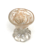 Unusual Early Small Clear Glass Vessel with Rolled Lip and Bulb Shaped Bottom