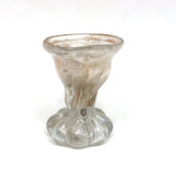 Unusual Early Small Clear Glass Vessel with Rolled Lip and Bulb Shaped Bottom