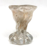 Unusual Early Small Clear Glass Vessel with Rolled Lip and Bulb Shaped Bottom