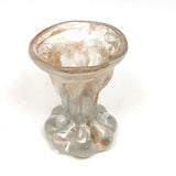 Unusual Early Small Clear Glass Vessel with Rolled Lip and Bulb Shaped Bottom