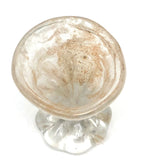 Unusual Early Small Clear Glass Vessel with Rolled Lip and Bulb Shaped Bottom