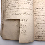 Gorgeous 1827 Large Math Notebook with Fraktur Style Headers, Watercolor Diagrams, Poems, More