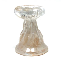 Unusual Early Small Clear Glass Vessel with Rolled Lip and Bulb Shaped Bottom