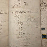 Gorgeous 1827 Large Math Notebook with Fraktur Style Headers, Watercolor Diagrams, Poems, More