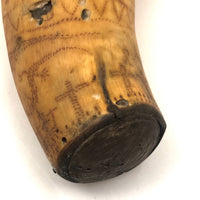 Late 18th Century Primitively Scrimshawed Horn