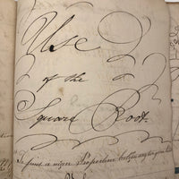Gorgeous 1827 Large Math Notebook with Fraktur Style Headers, Watercolor Diagrams, Poems, More