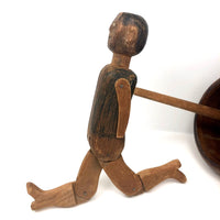 Wonderful Antique Folk Art Jig Doll with Glass Eyes