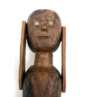 Wonderful Antique Folk Art Jig Doll with Glass Eyes
