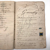 Gorgeous 1827 Large Math Notebook with Fraktur Style Headers, Watercolor Diagrams, Poems, More