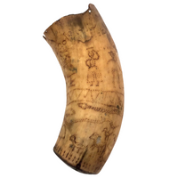 Late 18th Century Primitively Scrimshawed Horn