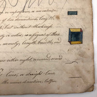 Gorgeous 1827 Large Math Notebook with Fraktur Style Headers, Watercolor Diagrams, Poems, More