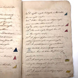 Gorgeous 1827 Large Math Notebook with Fraktur Style Headers, Watercolor Diagrams, Poems, More