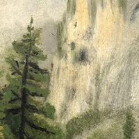 Boaters on River Near Benton Rock, Small Oil on Board Landscape