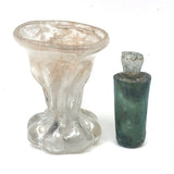 Unusual Early Small Clear Glass Vessel with Rolled Lip and Bulb Shaped Bottom