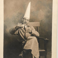 Curious Man in Dunce Cap c. 1920s RPPC