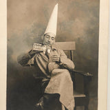 Curious Man in Dunce Cap c. 1920s RPPC