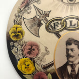 Odd Fellows Antique Cruver 7 1/2" inch Diameter Stand-Up Celluloid Button with Portrait