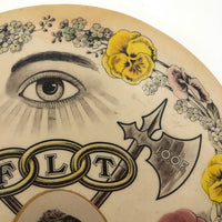 Odd Fellows Antique Cruver 7 1/2" inch Diameter Stand-Up Celluloid Button with Portrait