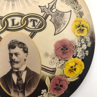 Odd Fellows Antique Cruver 7 1/2" inch Diameter Stand-Up Celluloid Button with Portrait