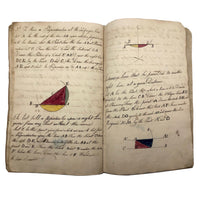 Gorgeous 1827 Large Math Notebook with Fraktur Style Headers, Watercolor Diagrams, Poems, More