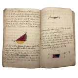 Gorgeous 1827 Large Math Notebook with Fraktur Style Headers, Watercolor Diagrams, Poems, More