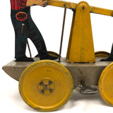 Fabulous c. 1940s Girard Mechanical Tin Litho Railroad Handcar, Working with Key