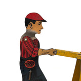 Fabulous c. 1940s Girard Mechanical Tin Litho Railroad Handcar, Working with Key