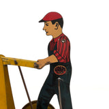 Fabulous c. 1940s Girard Mechanical Tin Litho Railroad Handcar, Working with Key