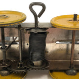 Fabulous c. 1940s Girard Mechanical Tin Litho Railroad Handcar, Working with Key