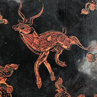 Set of Nine Vintage Burmese Yun-De Lacquer Coasters Decorated With Animals and Mythological Creatures