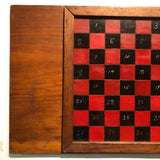 Handsome Old Handmade, Numbered Black and Red Painted Checkerboard, Under Glass
