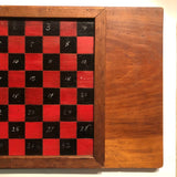 Handsome Old Handmade, Numbered Black and Red Painted Checkerboard, Under Glass