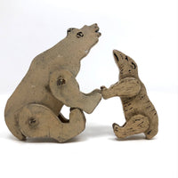 Marvelous Old Folk Art Noah's Ark Animals (Polar Bear and White Dog?) - A Pair