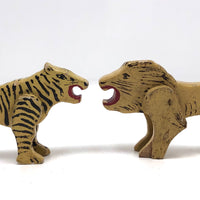 Marvelous Old Folk Art Noah's ark Animals, Lion and Tiger - A Pair