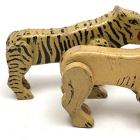 Marvelous Old Folk Art Noah's ark Animals, Lion and Tiger - A Pair