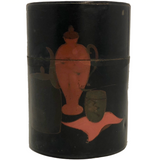 Black and Red Hand-painted Japanese Tea Caddy