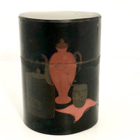 Black and Red Hand-painted Japanese Tea Caddy