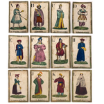 C. 1830s Handmade, Hand-colored Oversized Cards (Set of 24) Adapted from D.W. Kellogg's Alphabet of Different Nations