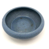Early Zanesville Matte Blue Glazed Yellow Clay Low Bowl / Bulb Planter