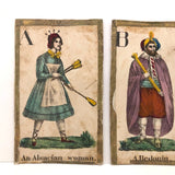 C. 1830s Handmade, Hand-colored Oversized Cards (Set of 24) Adapted from D.W. Kellogg's Alphabet of Different Nations