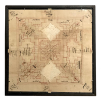 Stunning Double-Sided, Framed Ink and Watercolor Yantra Drawing