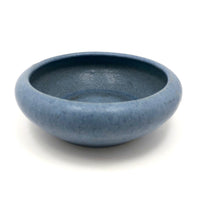 Early Zanesville Matte Blue Glazed Yellow Clay Low Bowl / Bulb Planter